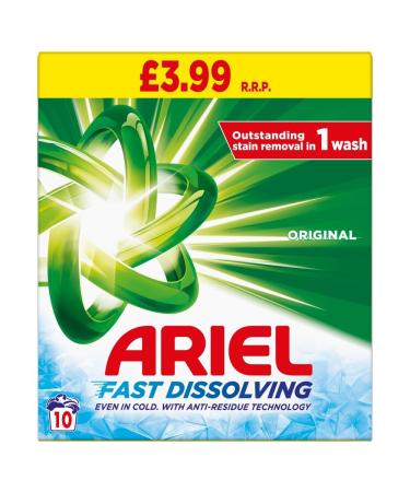 Ariel Fast Dissolving Powder 6 x 600g PMP || Anti-Residue Technology || 10 Washes per Pack