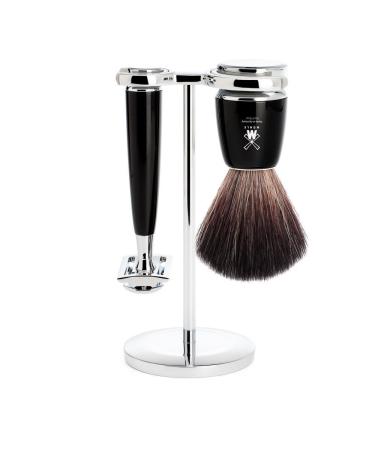 M HLE shaving set - Rytmo series - Black Fibre - safety razor - black high-grade resin