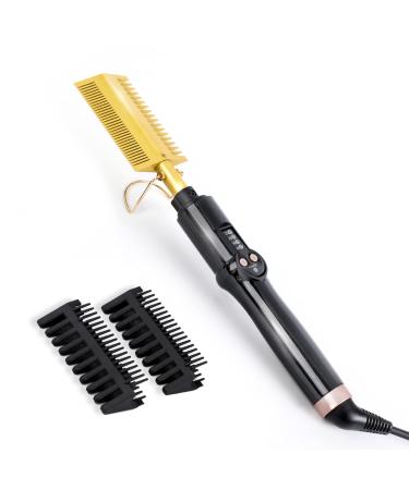 Ten-Tatent Hot Comb Hair Straightener Electric Straightening Comb Double Sided Portable Ceramic Beard Straightener Brush Anti-Scald Press Comb Ceramic Double-sided