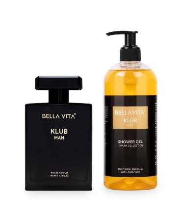 Luxury KLUB Man EDP Premium Long Lasting Fragrance Perfume 100ml (3.4 fl.oz.) & Shower Gel For Deep Cleansing Hydrating Softer Skin With Aloe Vera 500ml (16.91 fl.oz.) For Men