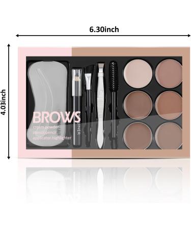 Boobeen Poudre pour Sourcils - Kit de Maquillage 6 Couleurs avec 4 Pochoirs 2 Brosses 1 Crayon et 1 Pince piler - Buy Online on GoSupps.com