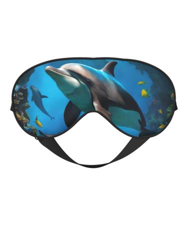 3D Underwater World Fish Dolphi Sleep Mask-Adjustable Breathable Fashionable Eye Mask for A Comfortable Sleep Experience