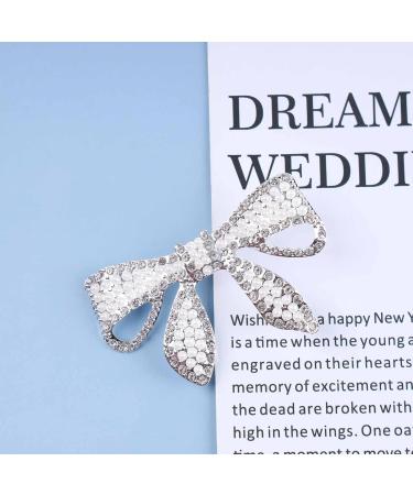 Yheakne Boho Crystal Bow Hair Clip Cz Pearl Hair Pin Clip Silver Bowknot Hair Barrette Pin Cz Bow Head Clip Headwear Decorative Headpieces Hair Accessories for Women and Girls - Buy Online on GoSupps.com