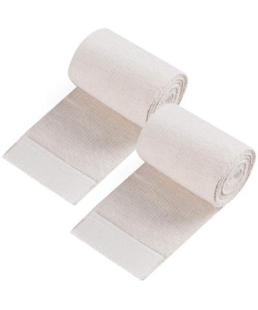 Cotton Elastic Bandage Wrap (3 Inches Wide x 15 Feet) 2 Rolls Compression Bandage with Hook-and-Loop Closure on Both Ends Latex Free for Wound Care Swelling Sprained Ankle 3x180 Inch (Pack of 2)
