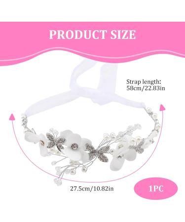 Flower Girl Headpiece Princess Headband White Pearl Rhinestone Hair Dress Crystal Bridal Engagement Wedding Evening Party Flower Crown Headpiece Hair Accessories for Girls (Silver) - Buy Online on GoSupps.com