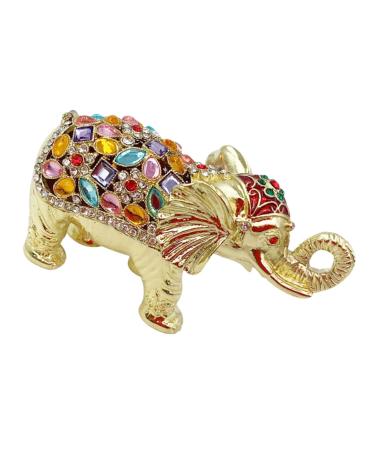 Zerodeko Elephant Jewelry Box Treasure Chest Organizer Antique Decor Elephant Statue Moisennette Jewelry Ring Necklace House Decorations for Home Enamel Vintage Earring Box Alloy