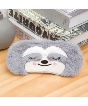 Cute Sloth Sleeping Mask | Soft Fluffy Plush Blindfold for Kids & Adults | Funny Novelty Animal Eye Cover for Night Nap, Travel, Meditation - Buy Online on GoSupps.com