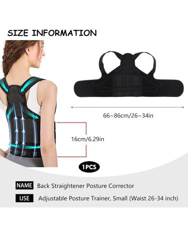 Back Brace and Posture Corrector for Women and Men Back Straightener Posture Corrector Scoliosis and Hunchback Correction Back Pain Spine Adjustable Corrector(Black S Waist 26-34 inch) - Buy Online on GoSupps.com
