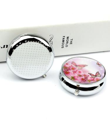 Portable 3 Compartment Pill Box | Travel-Friendly Floral & Butterfly Design | Compact Pill Organizer for Purse & Pocket - Buy Online on GoSupps.com