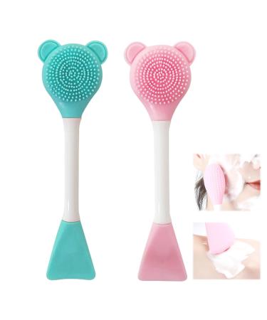 JCUGSBS 2 in 1 2 Piece Facial Brush Silicone Face Cleansing Brush with Face Brush and Exfoliating Face Brush Effective Facial Cleansing