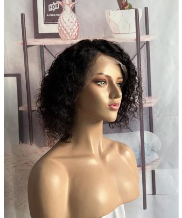Choshim Short Curly Water Wave Bob Lace Front Wig with Baby Hair - 8 Remy Human Hair Pixie Cut for Black Women - 150% Density - Natural Color - 13x4 Size - Buy Online on GoSupps.com