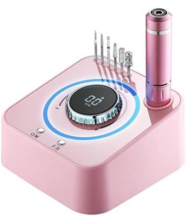 Nail Cutter Professional 40000 Rpm Electric Nail Cutter For Gel Nails Nail File Manicure Pedicure Set With Colour Lamp Knob 6 Bits And Foot Pedal Pink