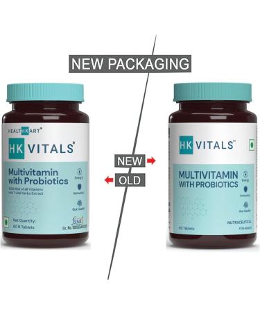 Health'Kart HK Vitals Multivitamin with Probiotics Vitamin C Vitamin B Vitamin D & Zinc Supports Immunity and Gut Health For Men and Women 60 Multivitamin Tablets - Buy Online on GoSupps.com