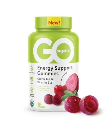 Vitamin B12 Gummies for Adults Energy Support- Immunity Gummies with Green Tea - Vegan Allergen Free and Gluten Free Energy Gummies - Energy Supplements with B12 Gummies - Cherry Flavor (60 Count)