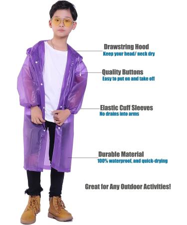 Makonus Kids Raincoat Pack of 2 - Reusable EVA Rain Poncho Jacket for Boys and Girls in Blue/Purple - Buy Online on GoSupps.com