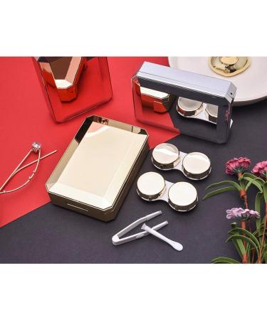Optometry Lens Container | Portable Contact Lens Box - Pink & Gold | Double Storage & Hidden Care Solution - Buy Online on GoSupps.com