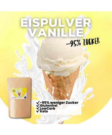 Ice cream powder vanilla from Soulfood LowCarberia 90g - 400g ice cream - 95% less sugar