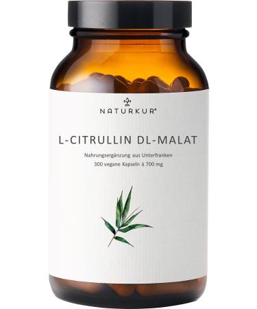 Naturkur L-Citrullin 700 mg-300 capsules in the pharmacy glass-L-Citrullin DL-Malat 2: 1 vegan laboratory test without additives made by hand in Lower Franconia