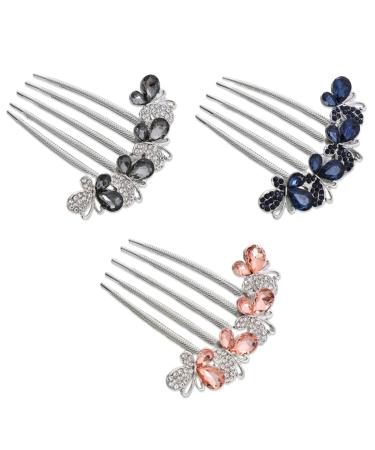 XPEX 3-pack hair combs with rhinestones hair fights butterfly and flowers hair combings with rhinestones hair combings for women girls gifts bridal hair accessories hair pages for women and girls