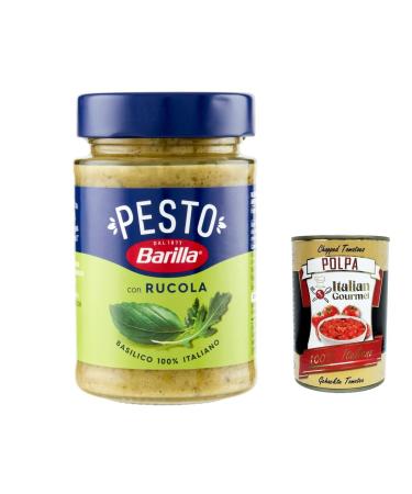 Italian Gourmet E.R. Basil and Rocket Pesto 190g | Gluten-free Italian pasta sauce with basil and rocket pasta sauce green pesto + gourmet Italian polpa 400g