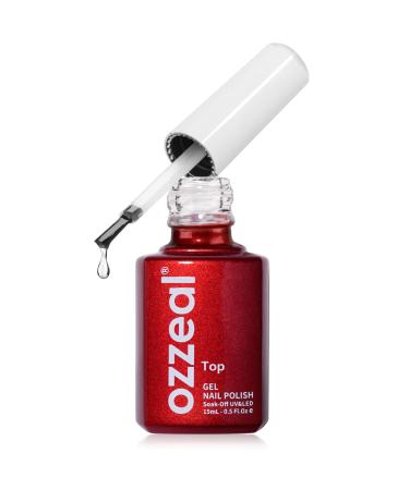 Ozzeal No Wipe Gel Top Coat 15ML LED UV High Glossy Long Lasting Top Coat Gel Nail Polish Shine Finish Clear Top Coat Gel for Nails Art DIY Home