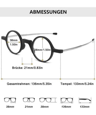 Lanomi Mini Reading Glasses - Blue Light Filter Compact & Foldable Aid for Men & Women - Small Glasses with Black Pocket Etui (2.0x) - Buy Online on GoSupps.com