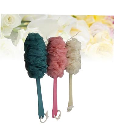 Buy Wooden Long Handle Bath Flower Sponge Set | Exfoliating Shower Balls & Towels - 3pcs for Ultimate Bath Experience - Buy Online on GoSupps.com