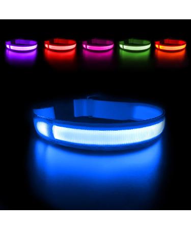 MASBRILL DOGHALLE BAND LUCTING UPSB Charging waterproof LED light neck band for small medium -sized dogs adjustable Safety Dog collar with 3 lighting modes - Blue - S S (28-40cm/11-15.7inch) Blue (TC5200)