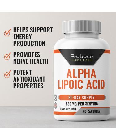 Probase Nutrition Alpha Lipoic Acid (ALA) 60 Capsules 30-Day Supply - Buy Online on GoSupps.com