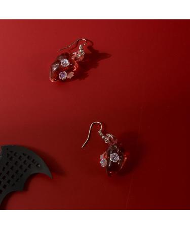 Feylie Heart Dangling Earrings | Gothic Punk Asymmetrical Ear Cuffs | Unique Heart Pendant Earrings for Halloween Party - Buy Online on GoSupps.com