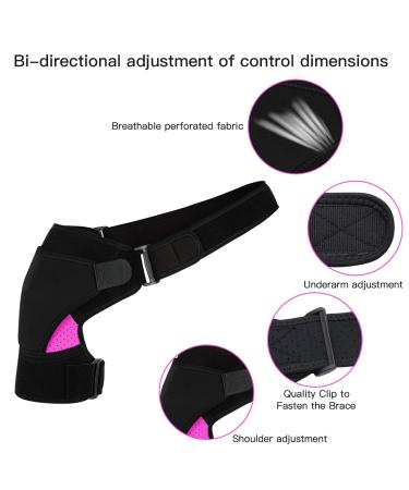 BomnKa Adjustable Shoulder Brace - Relief for Shoulder Injuries - for Women and Men - Fits Both Shoulders - Rose - Buy Online on GoSupps.com