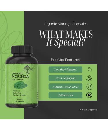 Organic Moringa Capsules - Superfood Supplement for Energy Metabolism & Immune Support (120 Count) - International Shipping Available - Buy Online on GoSupps.com
