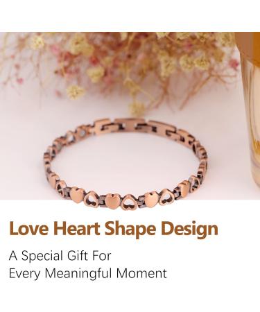 Jeracol Copper Magnetic Bracelet for Women | 99.99% Solid Copper Wristband | Ultra Strength 3500 Gauss Magnets | Adjustable Size | Gift Box | A-Love Heart Design - Buy Online on GoSupps.com