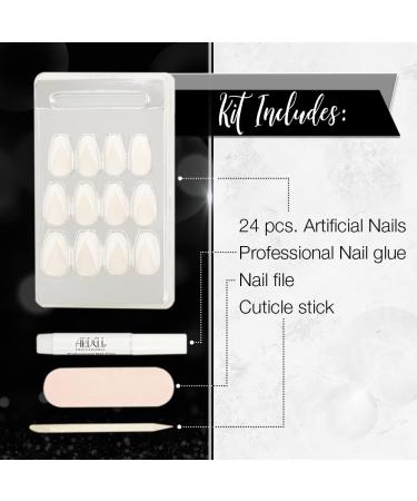 Ardell Nail Addict - Modern French Style | 24 Press-On Artificial Nails with Glue & File | Long Tip Fake Nail Set for Beautiful Fingernails - Buy Online on GoSupps.com