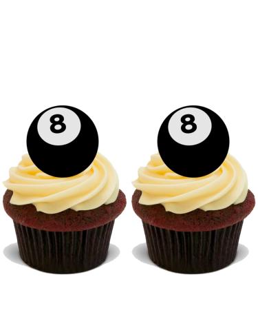 30 8 BALL POOL STAND UP Edible RICE Wafer Card Cake Toppers D1 EIGHT Snooker