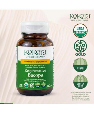 kokora Regenerative Bacopa - Organic Adaptogenic Bacopa Supplement - Cognitive Function Memory Support* - 60 Capsules - 30 Servings - Buy Online on GoSupps.com
