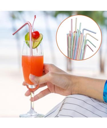 200PCS Disposable Plastic Straws Flexible Bendable Drinking Straws 8.2" High Home Straws for Kids and Adults for Home Parties Bar Beverage Shops Striped Disposable Plastic Straws Multi Colored - Buy Online on GoSupps.com