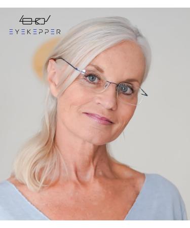 Eyekepper Rimless Reading Glasses for Men - Stylish Rectangle Blue Rimless Readers - International Shipping Available - Buy Online on GoSupps.com