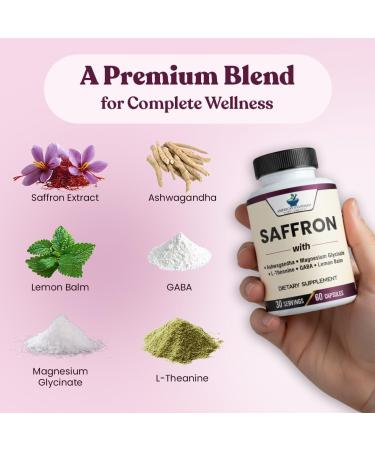 American Standard Supplements Saffron Extract 100mg Per Serving with Magnesium Glycinate Ashwagandha L-Theanine GABA Lemon Balm Vegan Non-GMO 60 Capsules - Buy Online on GoSupps.com