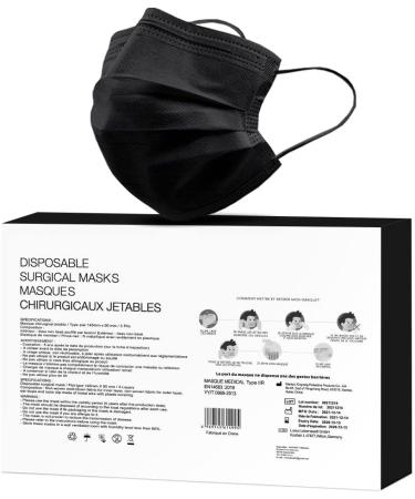 Medi Sant Surgical Disposable Masks for Children - CE Certified Type IIR 3-Layer Black Masks - Oral & Nose Protection (50+2 Units) - Buy Online on GoSupps.com