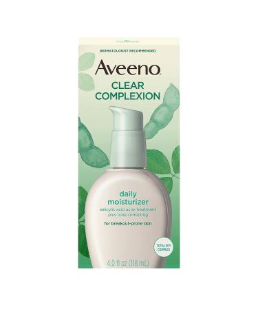 Aveeno Clear Complexion Salicylic Acid Acne-Fighting Daily Face Moisturizer with Total Soy Complex  For Breakout-Prone Skin  Oil-Free and Hypoallergenic  4 fl. oz 4 Fl Oz (Pack of 1) - Buy Online on GoSupps.com