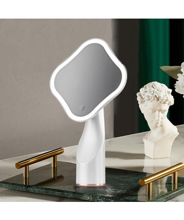 VIHELI LED Makeup Mirror  Vanity Mirror with Light  Portable Travel USB Rechargerable Mirror  Touch Screen Dimming (White)