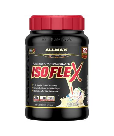 ALLMAX Nutrition - ISOFLEX - 100% Ultra-Pure Whey Protein Isolate - Birthday Cake - 2 Pound Protein Powder Birthday Cake 907 g (Pack of 1)