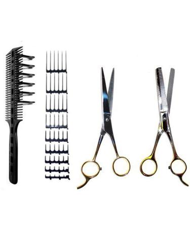 CombPal Scissor Clipper Over Comb Hair Cutting Tool - Barber Hair cutting kit - DIY Home Hair cutting Guide Comb Set (Jumbo Value-Pack, Black) Black Jumbo Value-Pack