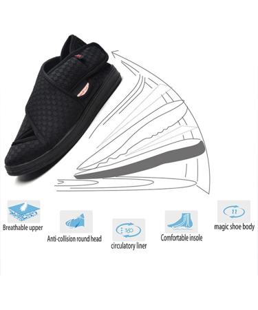 KXSM Extra Wide Diabetic Slippers for Arthritis Edema Swollen Feet - Adjustable Closure Orthopedic Footwear for Home - Comfy Pen Toe Sandals, Black, Size 38 - Buy Online on GoSupps.com