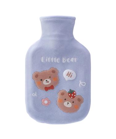 Bncxdc Hot Water Bottle Hot Water Bag Durable Rubber Mini Bear Water Bag with Removable Cloth Cover Strong Sealing for Keep Warm Hands Neck Back Abdomen and Waist (Blue 350ml) Bear-Blue