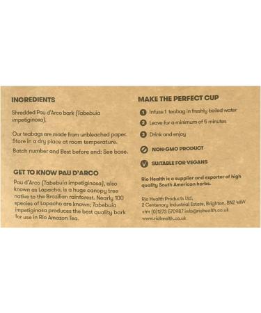 Rio Trading Co Pau D'arco 40 Teabags - Buy Online on GoSupps.com