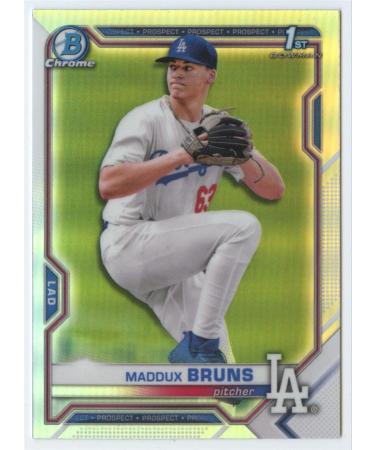 2021 Bowman Chrome Draft Refractor #BDC-126 Maddux Bruns RC Rookie Los Angeles Dodgers MLB Baseball Trading Card