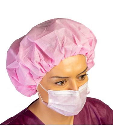 Tronex Pink Disposable 3 PLY SMS Heavy Duty Bouffant Hair Net - 24'' Surgical Caps for Medical, Bakery, and Nurse Hairnets - Buy Online on GoSupps.com