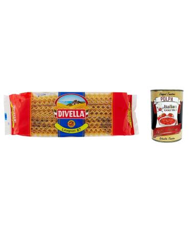 Italian Gourmet E.R. Pack of 5 Divella 100% Italian lasagnoni pasta (87g pasta) + 400g Italian Gourmet polpa